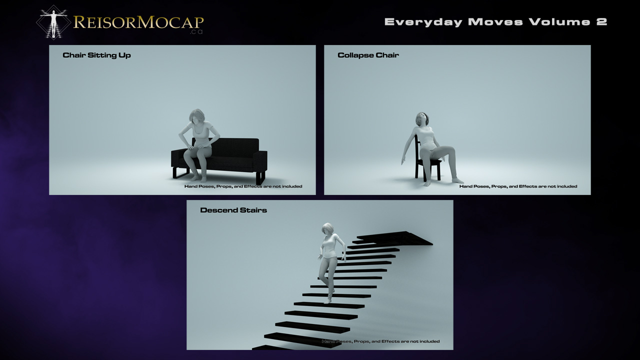 Everyday Moves Volume 2 - Everyday Animations and Aniblocks for Genesis 2 and 3 by: Reisormocap, 3D Models by Daz 3D