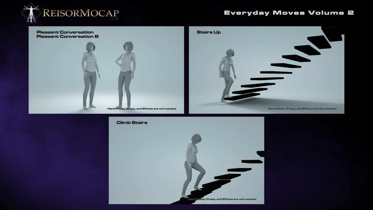 Everyday Moves Volume 2 - Everyday Animations and Aniblocks for Genesis 2 and 3 Everyday Moves Volume 2 - Everyday Animations and Aniblocks for Genesis 2 and 3 by: Reisormocap, 3D Models by Daz 3D