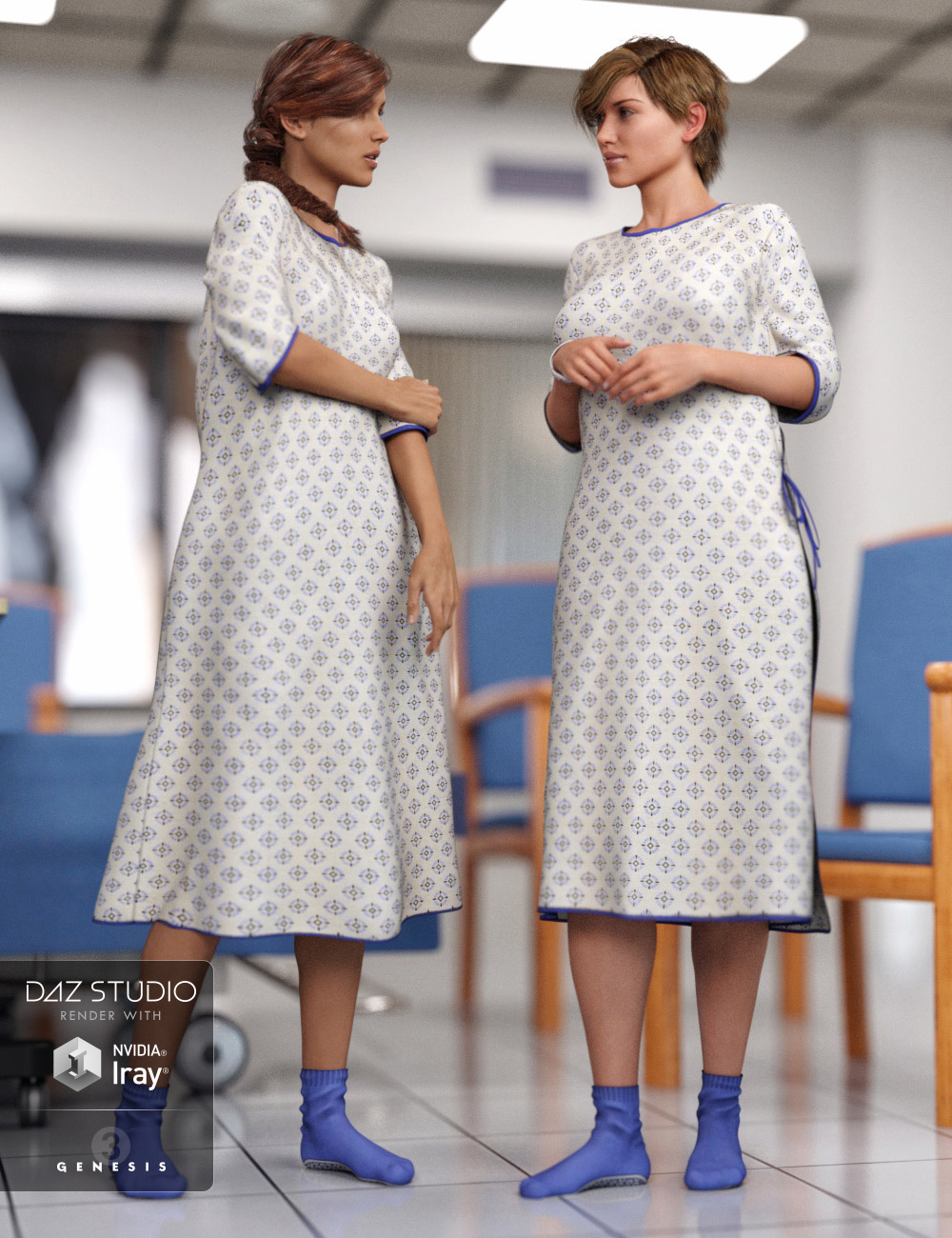 Hospital Wear for Genesis 3 Male(s) and Female(s) by: ArienRavenhair, 3D Models by Daz 3D