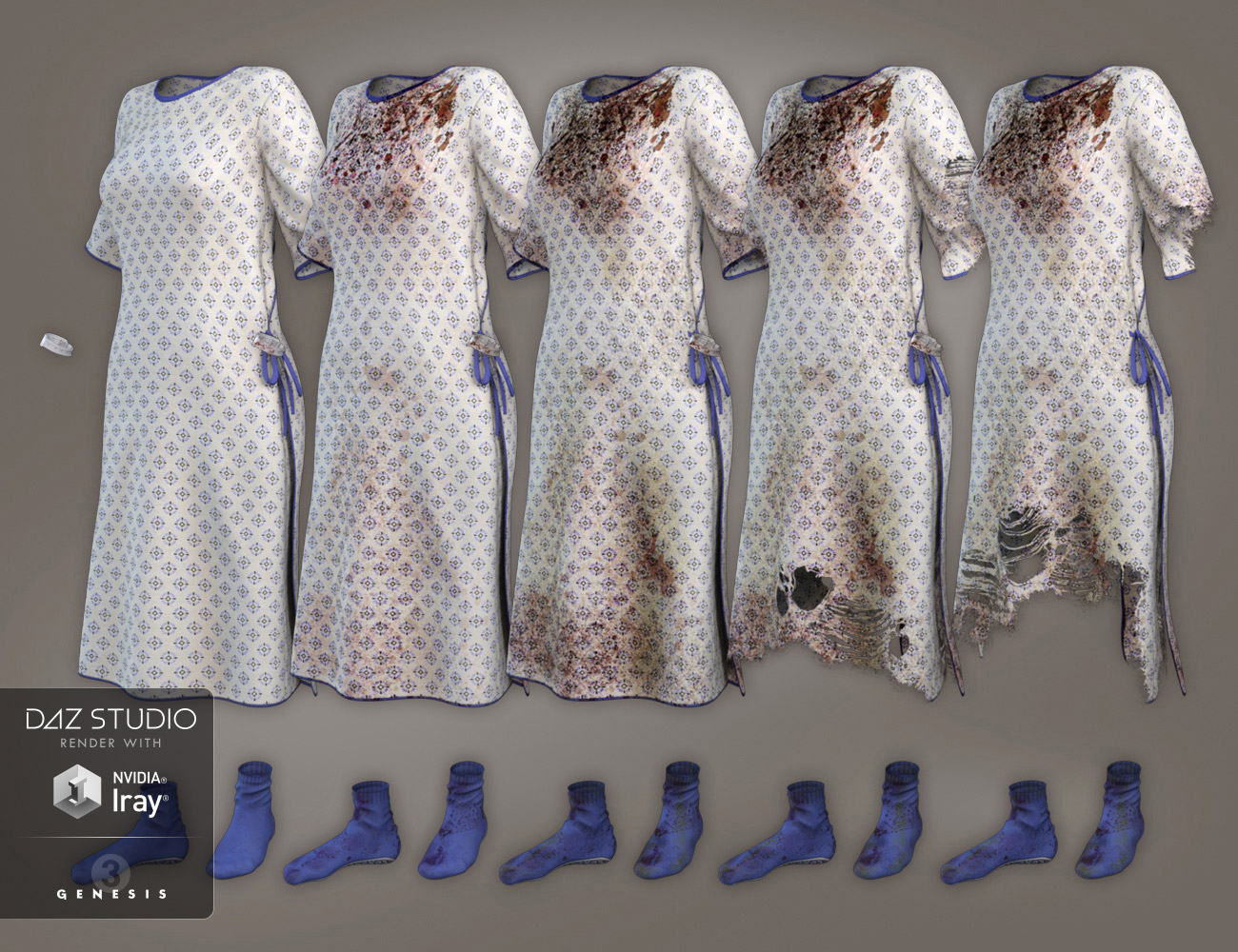 Hospital Wear for Genesis 3 Male(s) and Female(s) by: ArienRavenhair, 3D Models by Daz 3D
