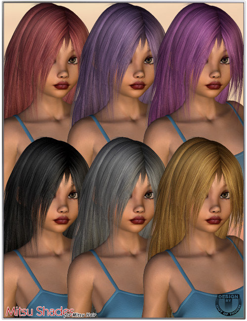 Mitsu Shades - Textures & Fits for Mitsu Hair | Daz 3D