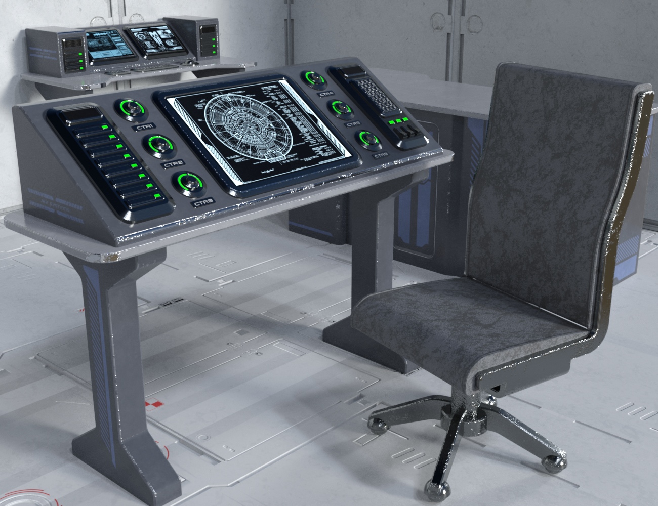 Sci-fi Desks and Chair by: Nightshift3D, 3D Models by Daz 3D