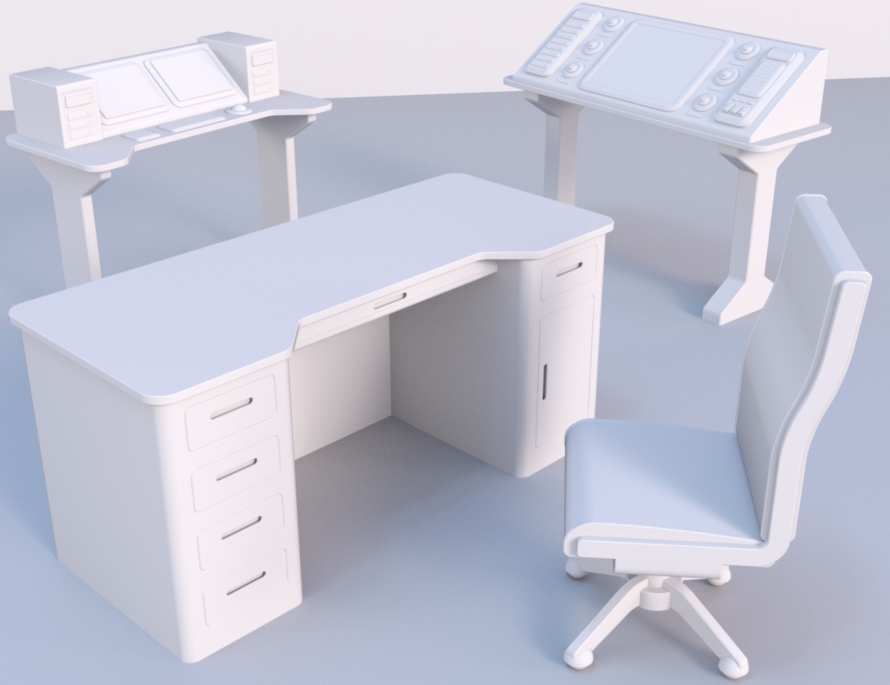 Sci-fi Desks and Chair by: Nightshift3D, 3D Models by Daz 3D