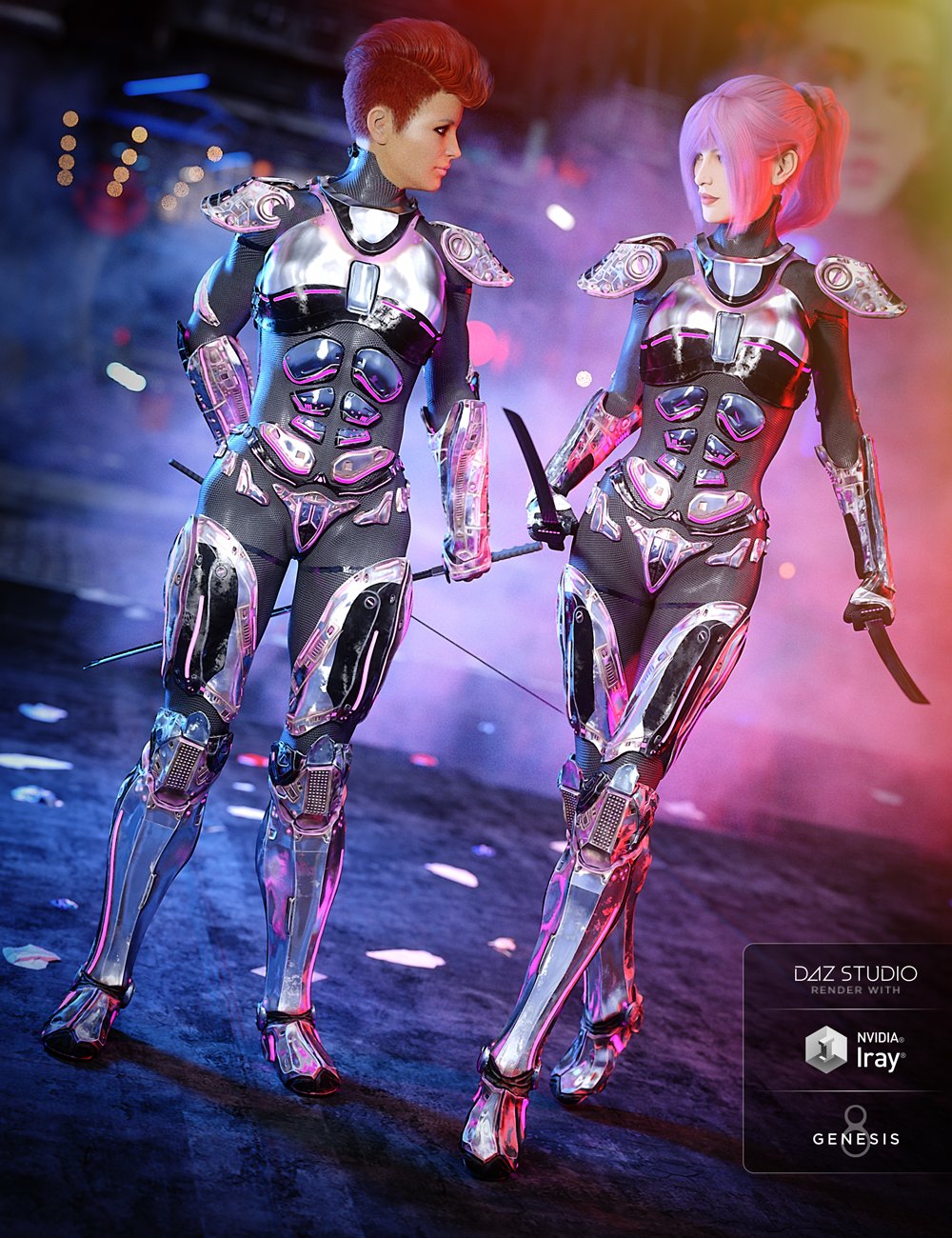 Sci-Fi Samurai for Genesis 8 Female(s) by: ZKuro, 3D Models by Daz 3D