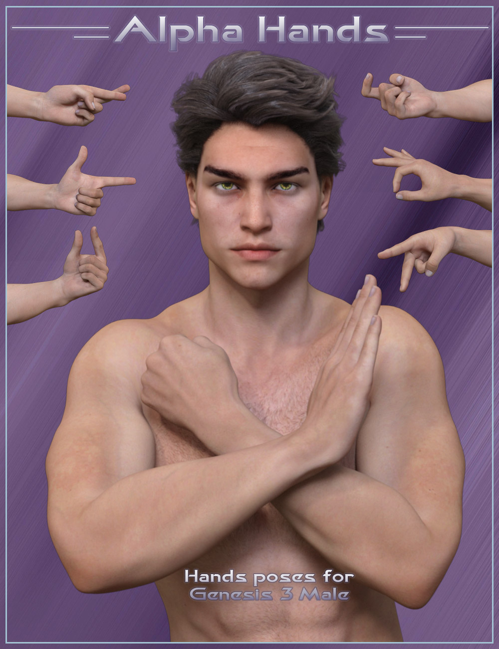Alpha Hands - Hands Poses for Genesis 3 Male by: ilona, 3D Models by Daz 3D