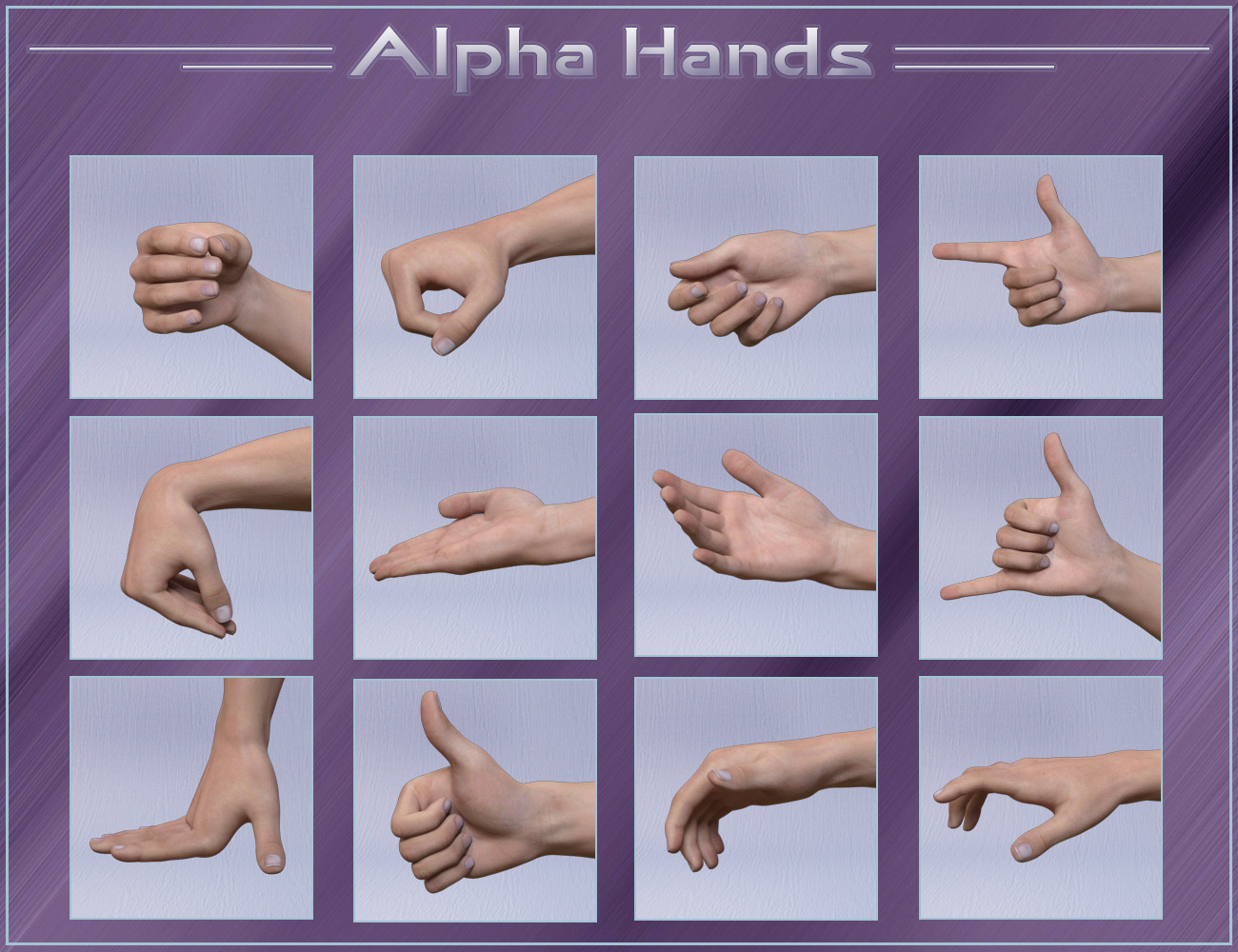 Alpha Hands - Hands Poses for Genesis 3 Male by: ilona, 3D Models by Daz 3D