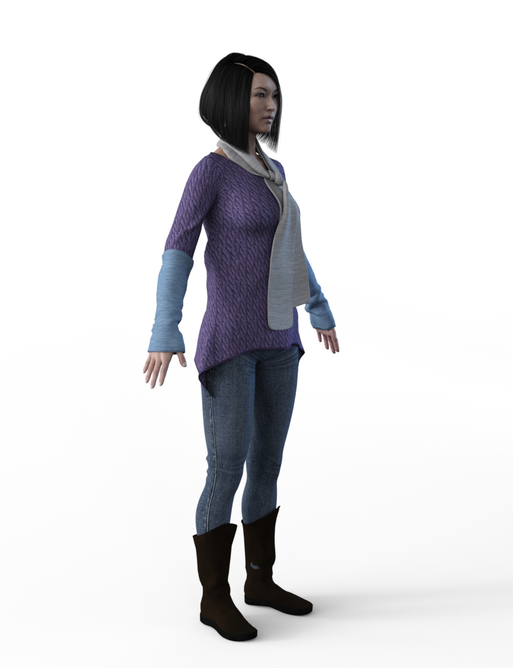 FBX- Mei Lin Frosty Winter Outfit by: Paleo, 3D Models by Daz 3D