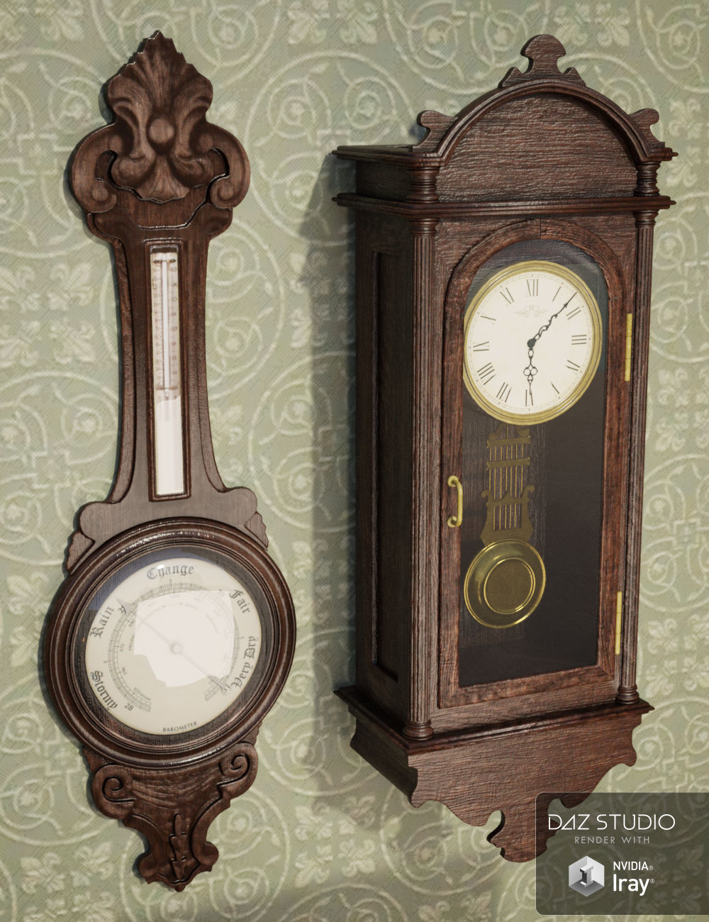 Antique Clocks by: Merlin Studios, 3D Models by Daz 3D