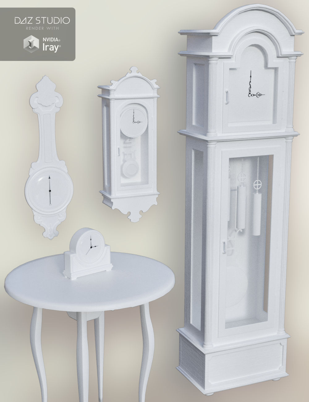 Antique Clocks by: Merlin Studios, 3D Models by Daz 3D