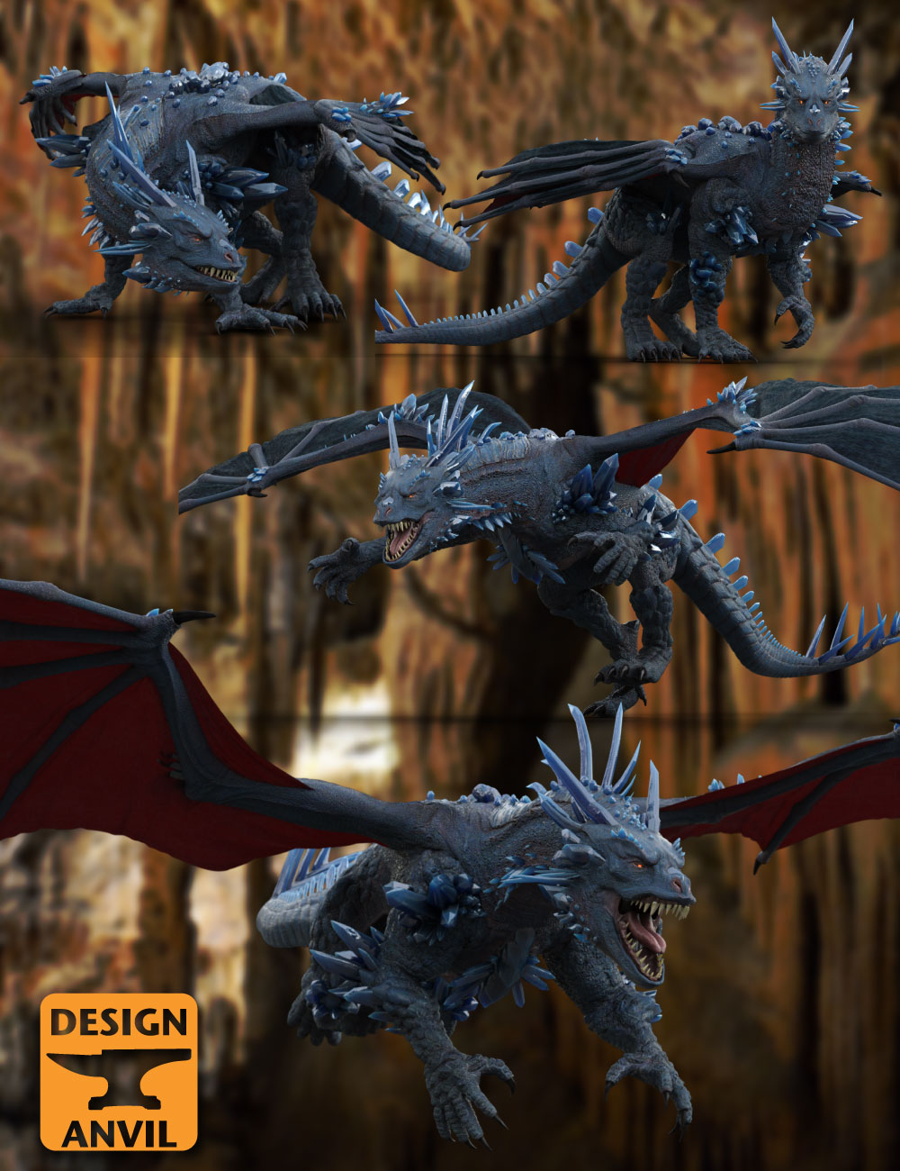 DA Crystal Dragon Pose Set by: Design Anvil, 3D Models by Daz 3D