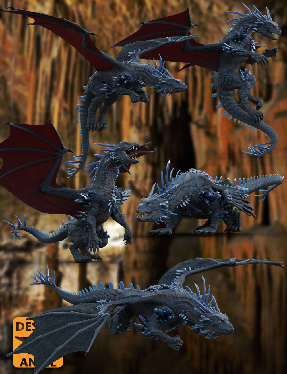 DA Crystal Dragon Pose Set by: Design Anvil, 3D Models by Daz 3D