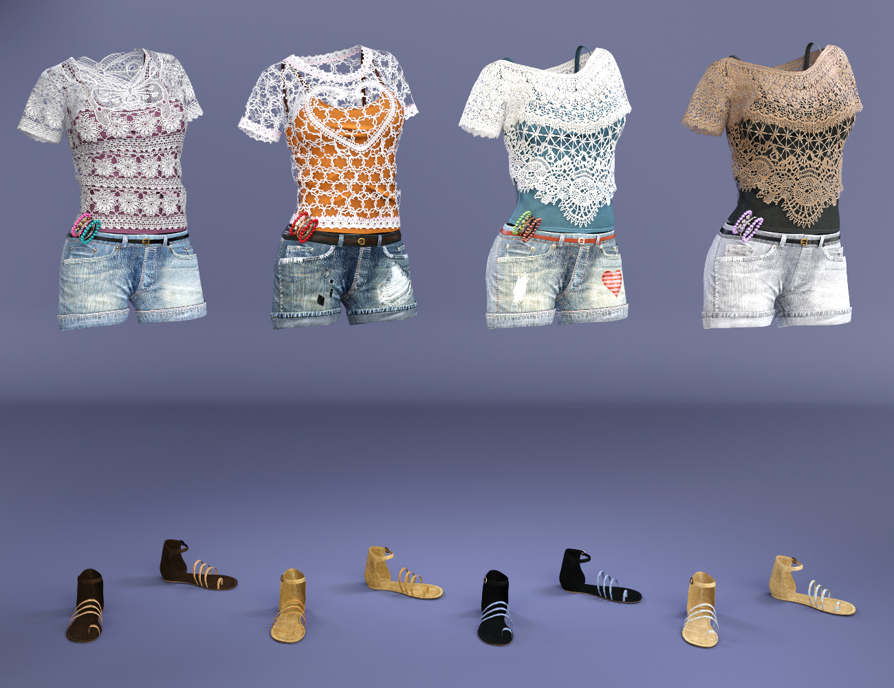 Boho Short Outfit Textures Boho Short Outfit Textures by: Shox-Design, 3D Models by Daz 3D