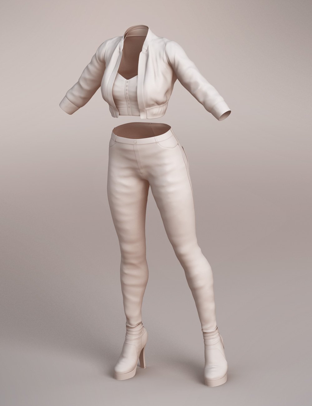 Crop Jacket Outfit for Genesis 8 Female(s) by: Barbara BrundonShox-Design, 3D Models by Daz 3D