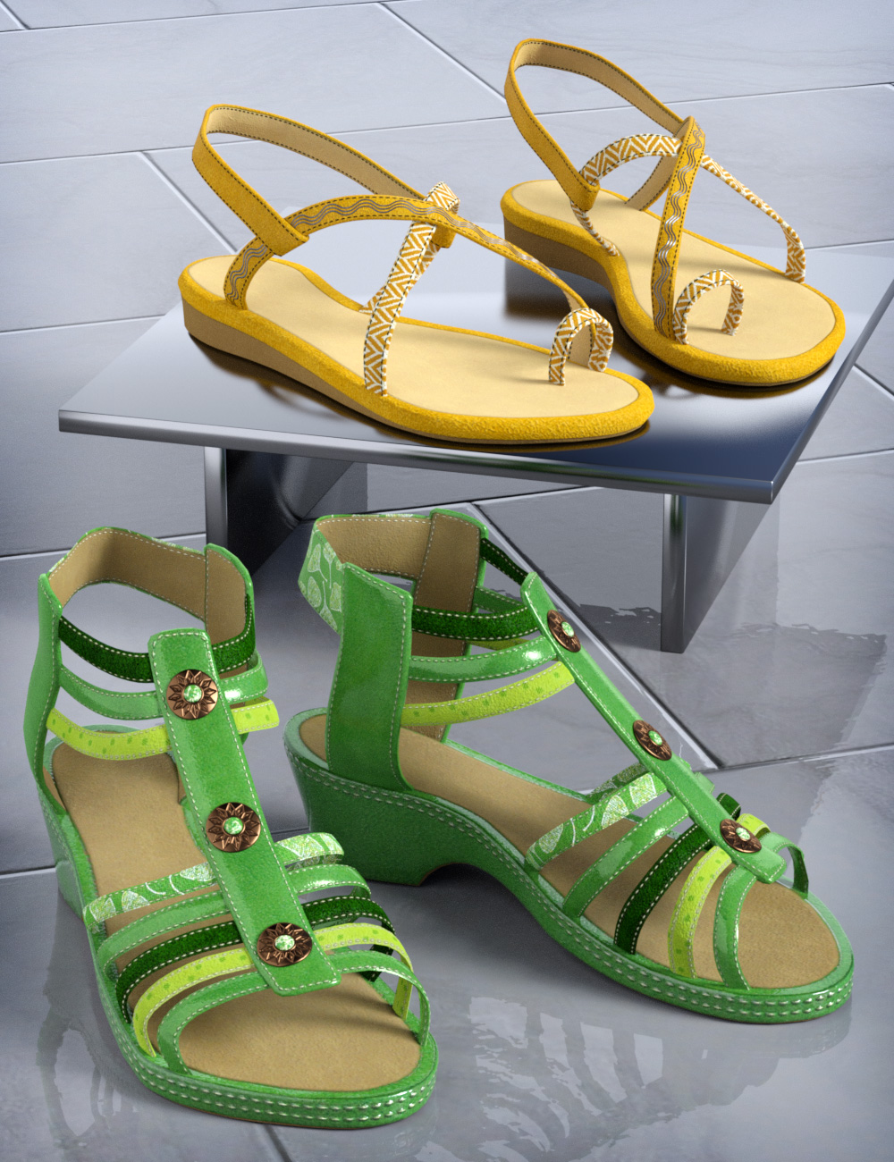 Fun Textures for Patchwork Shoes 1 & 2 by: esha, 3D Models by Daz 3D