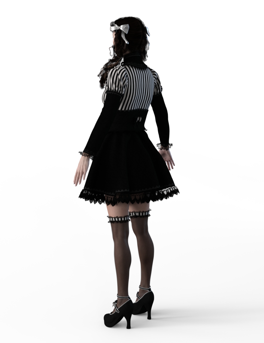 FBX- Mei Lin Gothic Lolita Outfit by: Paleo, 3D Models by Daz 3D