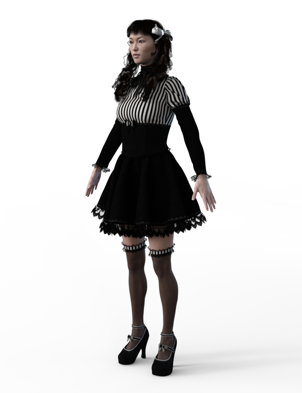FBX- Mei Lin Gothic Lolita Outfit by: Paleo, 3D Models by Daz 3D
