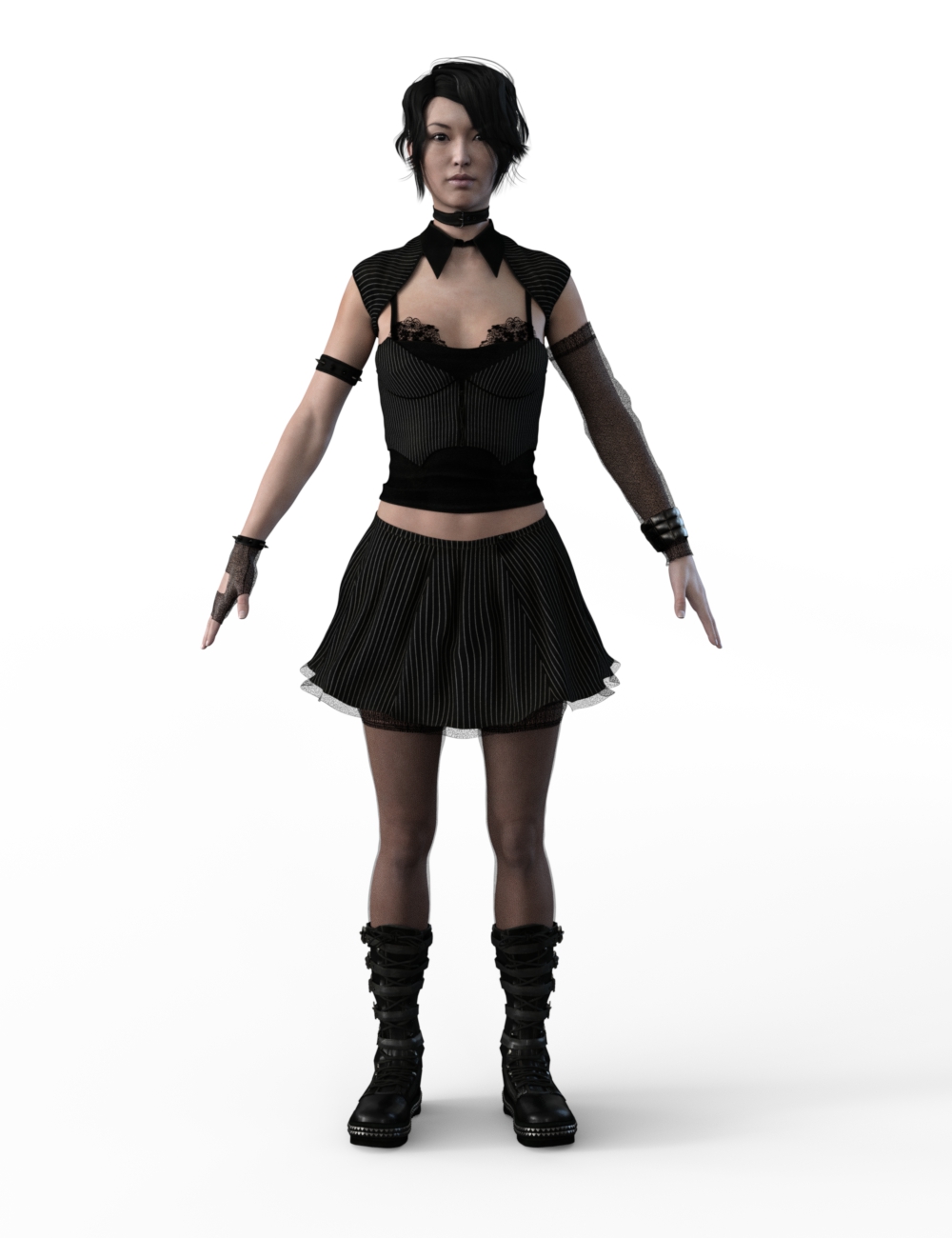 FBX- Mei Lin Goth Girl Outfit | Daz 3D