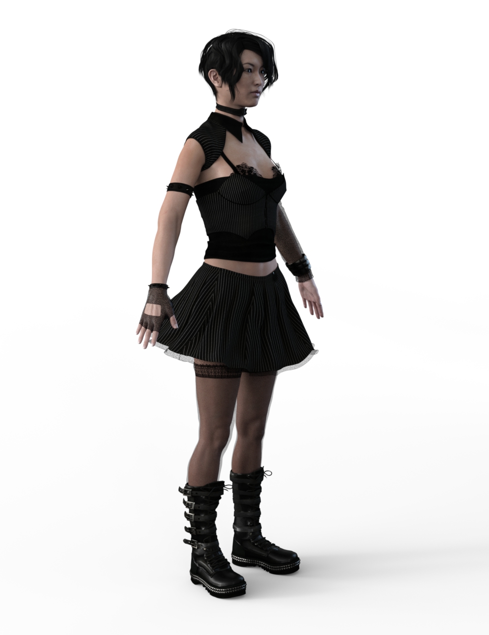 FBX- Mei Lin Goth Girl Outfit by: Paleo, 3D Models by Daz 3D