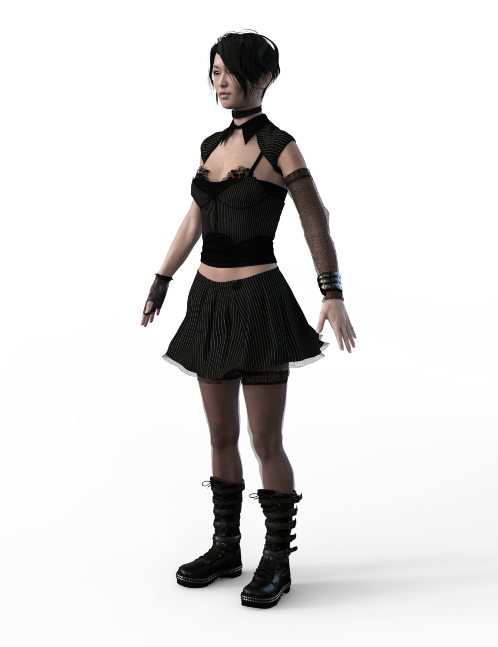 FBX- Mei Lin Goth Girl Outfit by: Paleo, 3D Models by Daz 3D