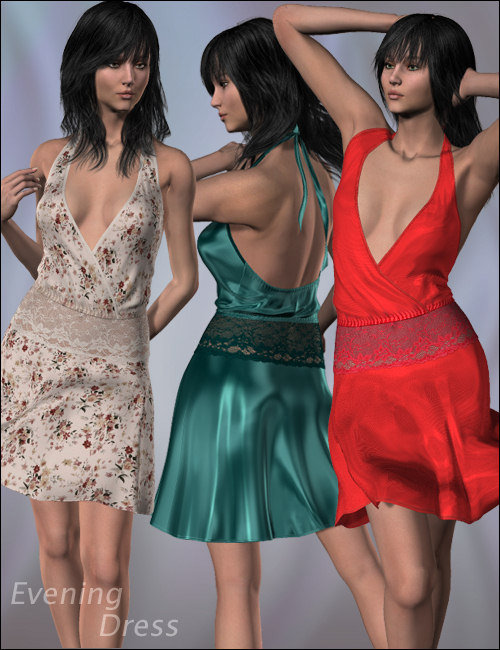 Evening Dress for V3 by: hongyu, 3D Models by Daz 3D