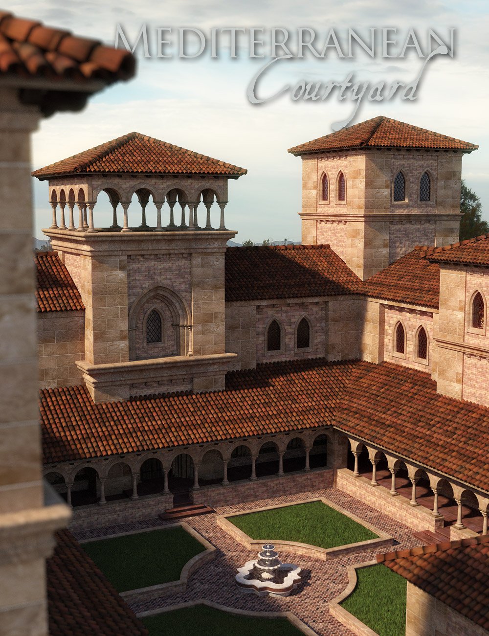 Mediterranean Courtyard and Towers by: Age of Armour, 3D Models by Daz 3D