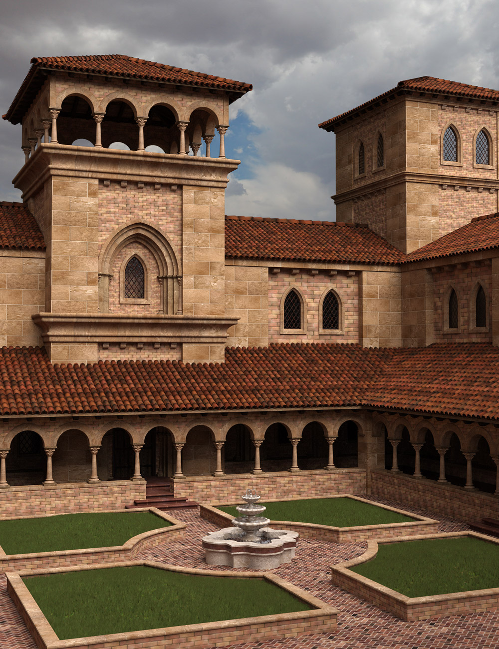 Mediterranean Courtyard and Towers by: Age of Armour, 3D Models by Daz 3D