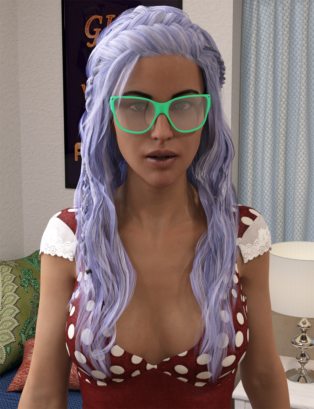 Nerdy Glasses for Genesis 3 and 8 Female(s) by: Cichy3D, 3D Models by Daz 3D