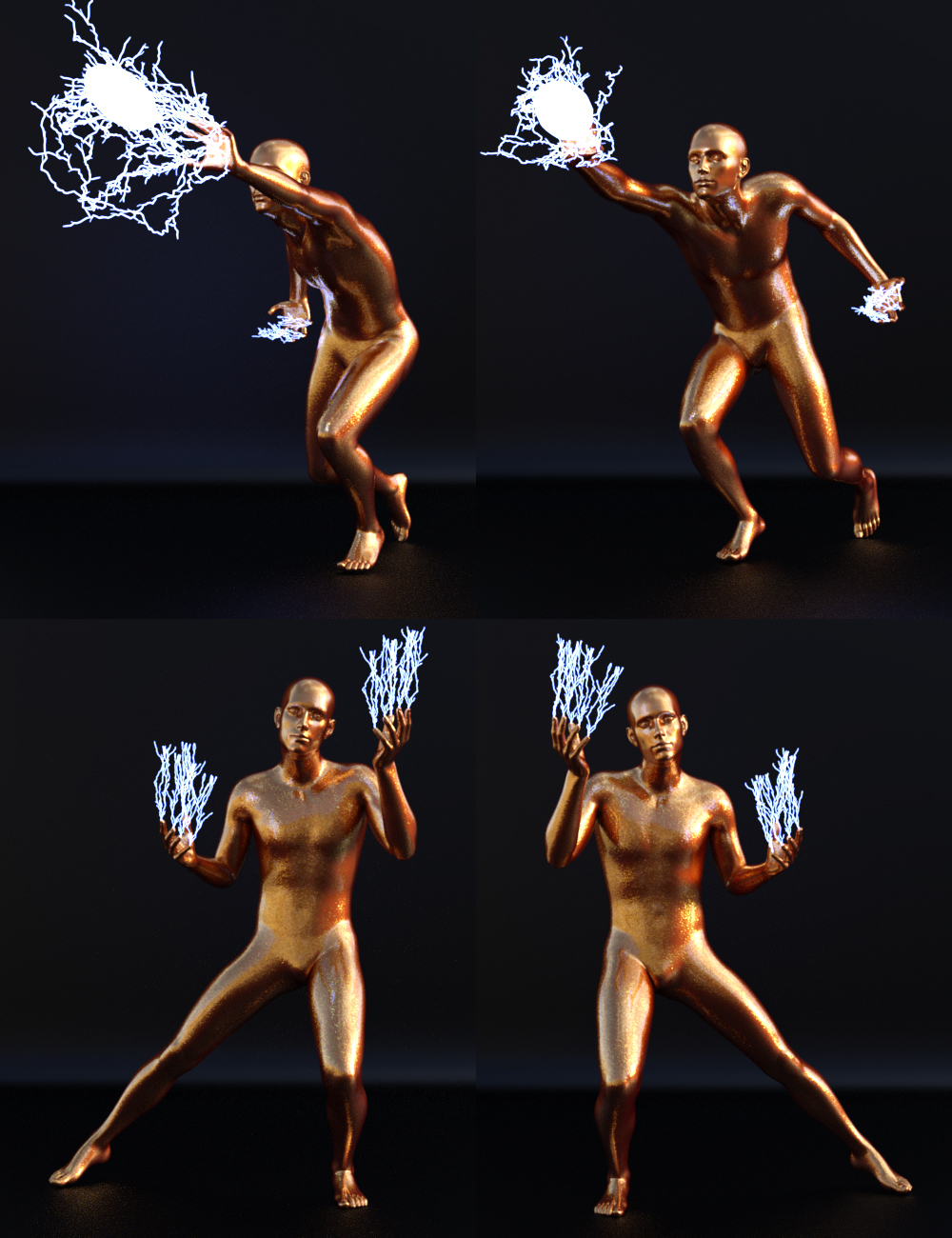 Electromancy Power Poses for Genesis 3 Male by: FeralFey, 3D Models by Daz 3D