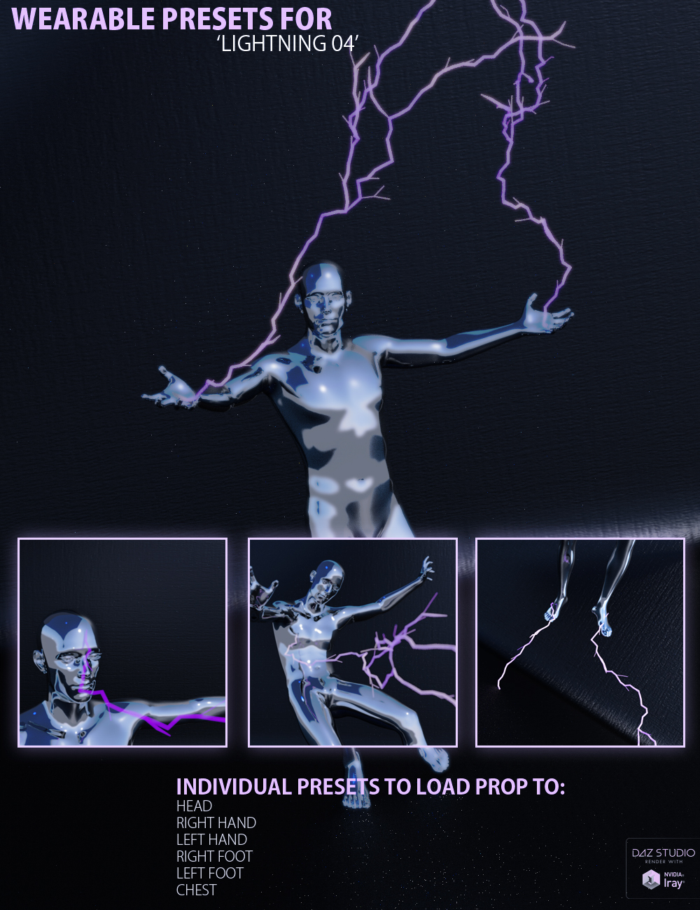 Electromancy Power Poses for Genesis 3 Male by: FeralFey, 3D Models by Daz 3D