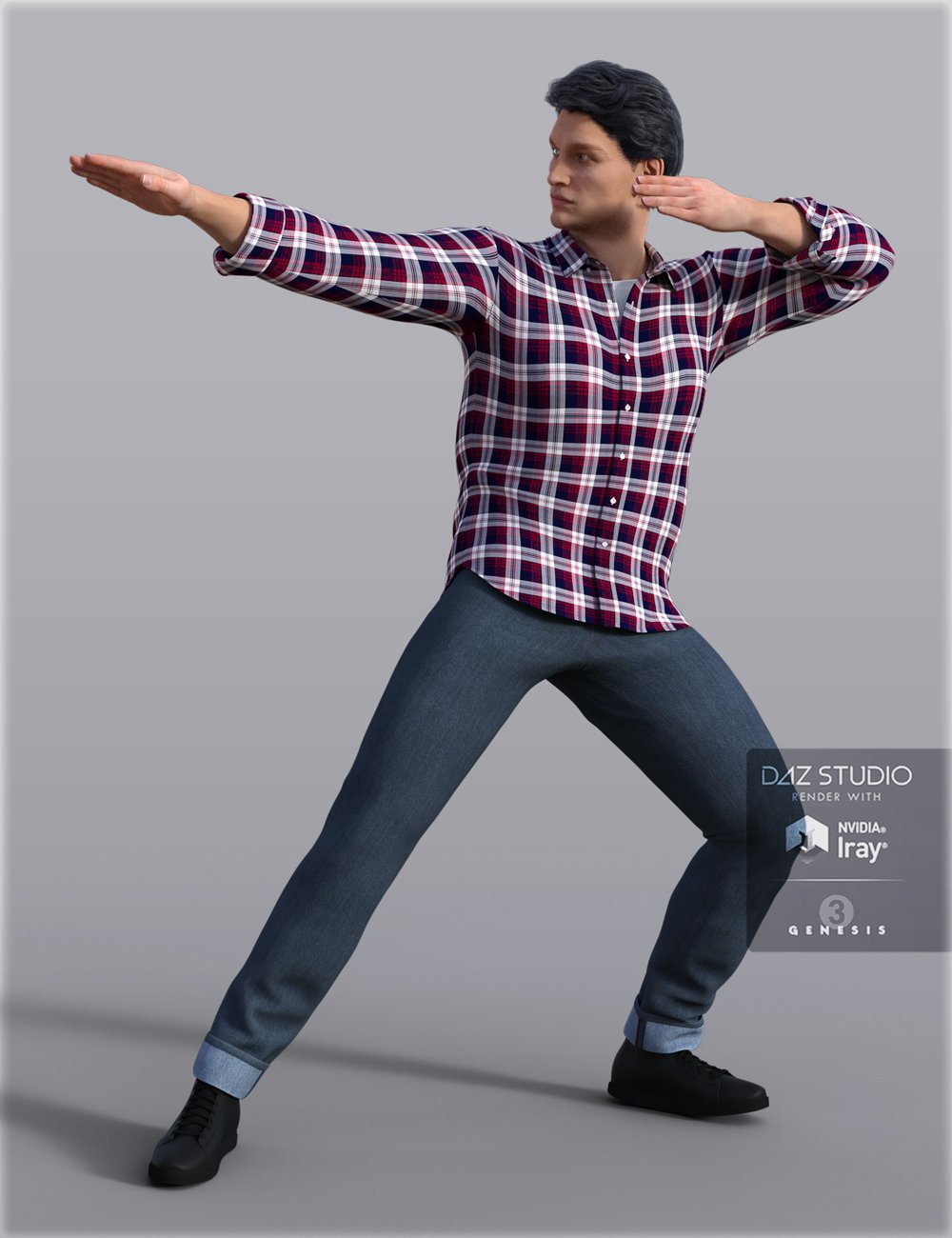 H&C Checkered Shirt Outfit For Genesis 3 Male(s) | Daz 3D