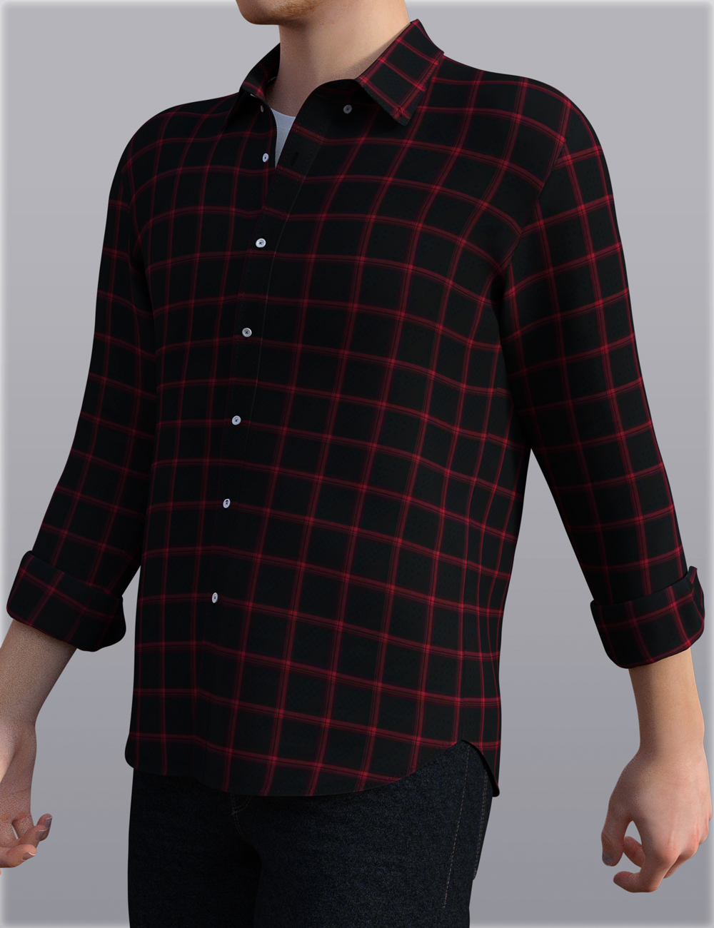 H&C Checkered Shirt Outfit for Genesis 3 Male(s) by: IH Kang, 3D Models by Daz 3D