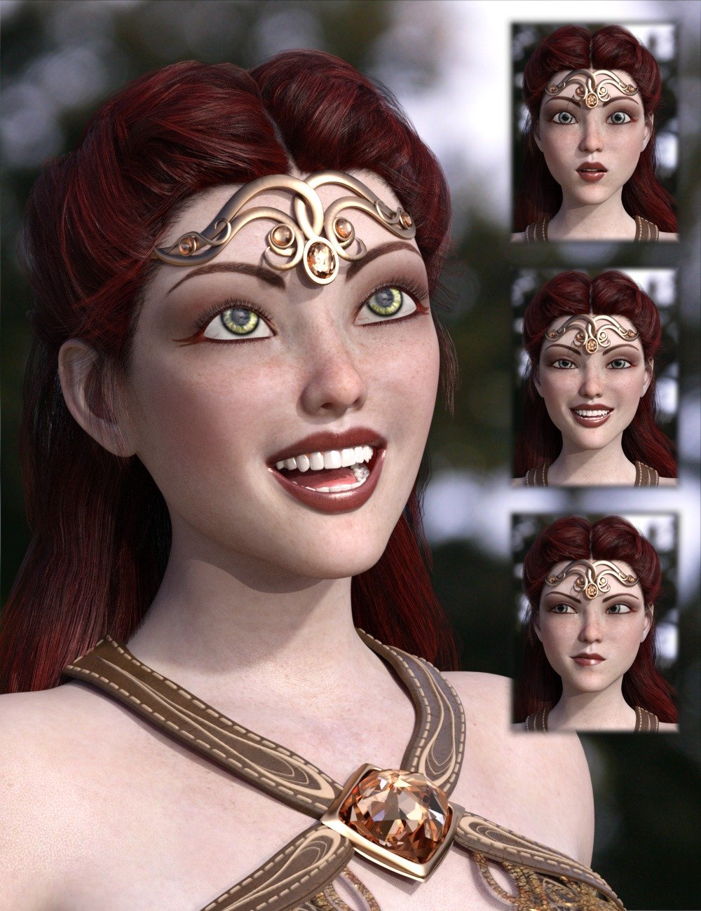 Celinette Expressions and Smile Morphs for Genesis 3 Female by: 3D-GHDesign, 3D Models by Daz 3D