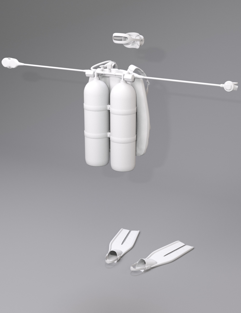 Twin-Cylinder Scuba Gear for Genesis 3 Female(s) by: HolbeinC, 3D Models by Daz 3D
