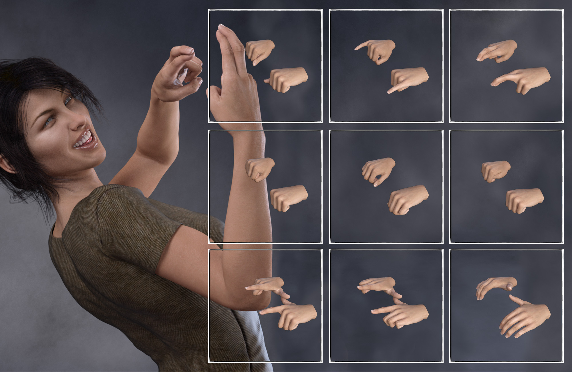Give You a Hand: Hand Poses for Genesis 3 and 8 Female by: RiverSoft Art, 3D Models by Daz 3D
