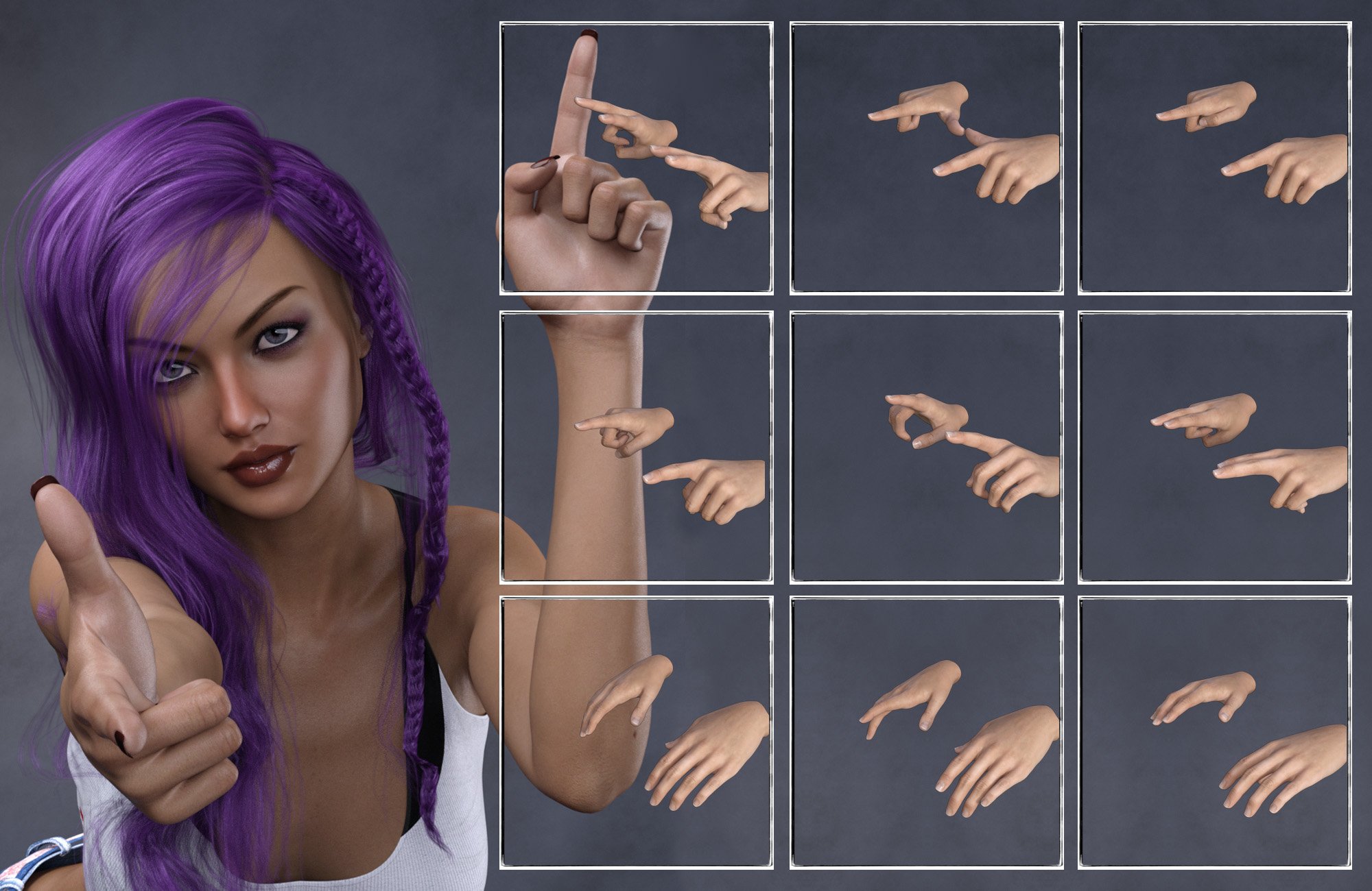 Give You a Hand: Hand Poses for Genesis 3 and 8 Female by: RiverSoft Art, 3D Models by Daz 3D