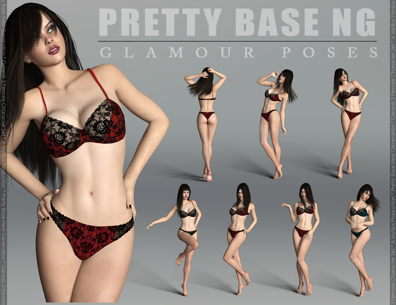 Pretty Base NG Poses for Genesis 3 Female(s) by: Mytilus, 3D Models by Daz 3D