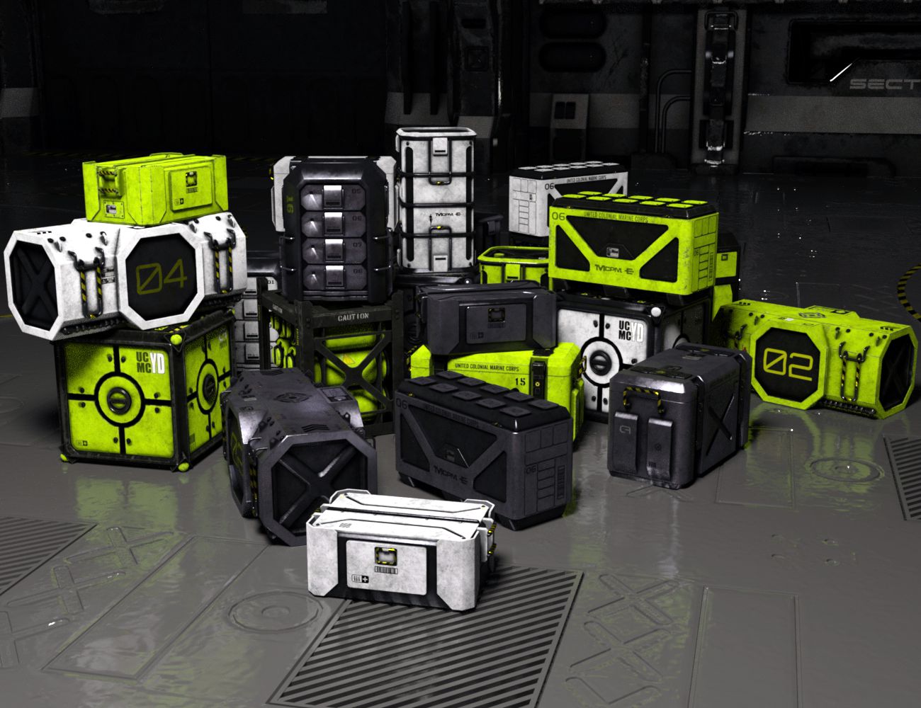 SciFi Crates and Containers Vol 1 by: DzFire, 3D Models by Daz 3D
