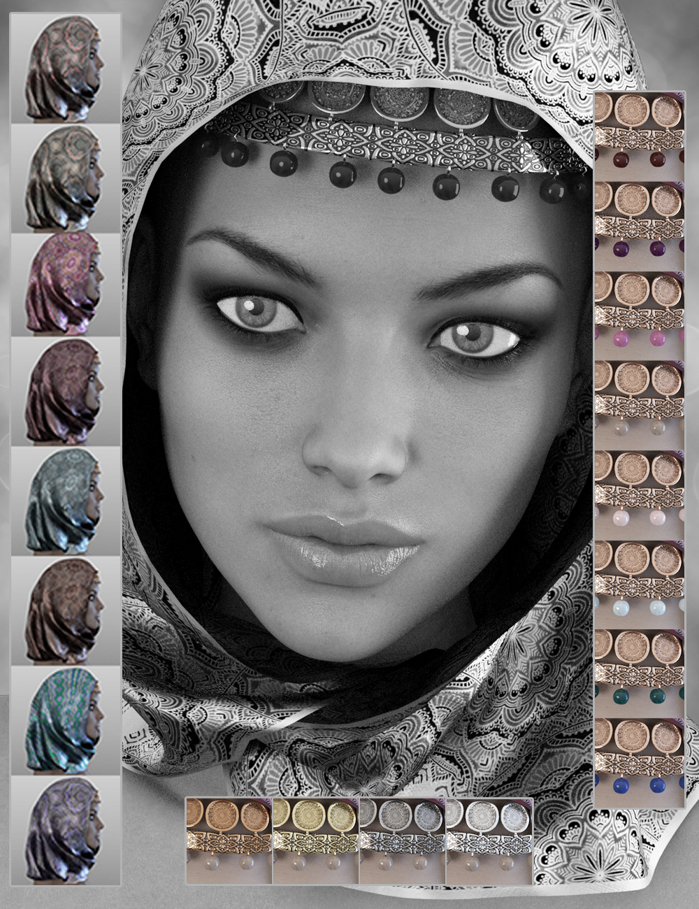 X-Fashion Bohemian Head Scarf by: xtrart-3d, 3D Models by Daz 3D