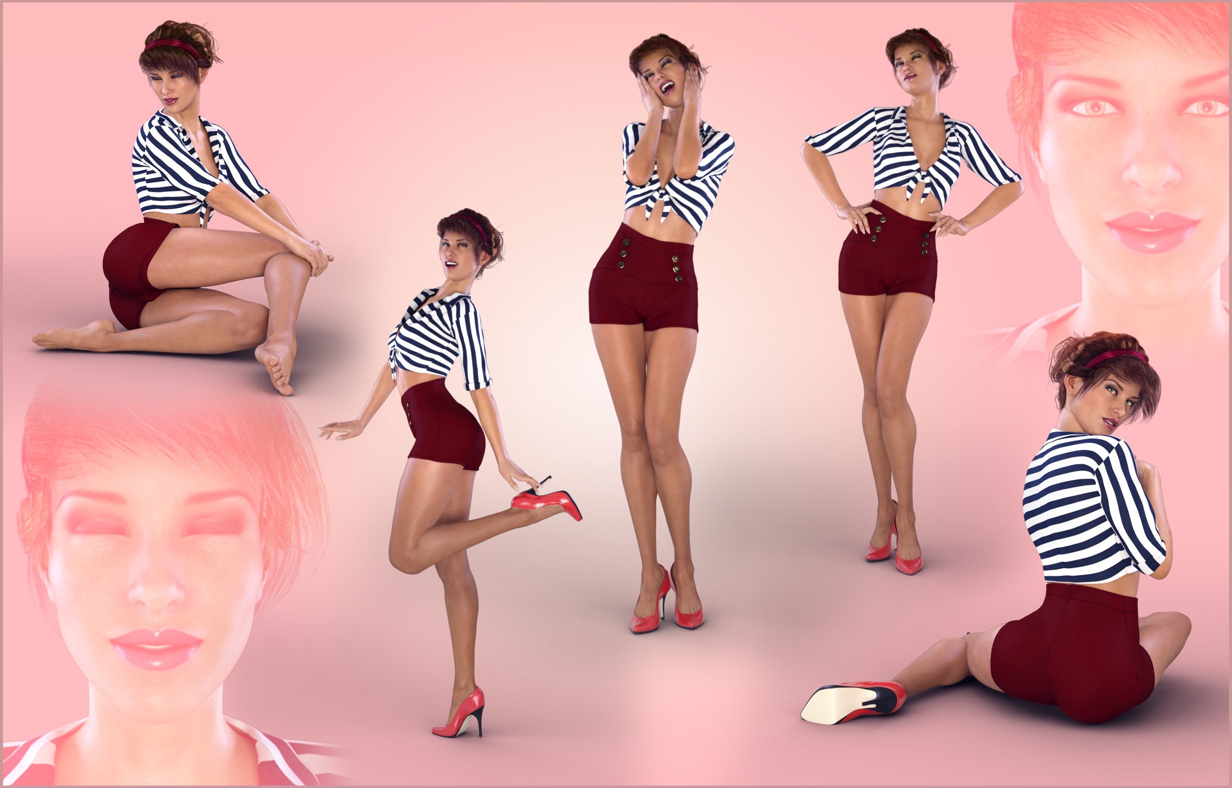 Z Classic Pinups - Poses for Genesis 8 Female and Victoria 8 by: Zeddicuss, 3D Models by Daz 3D