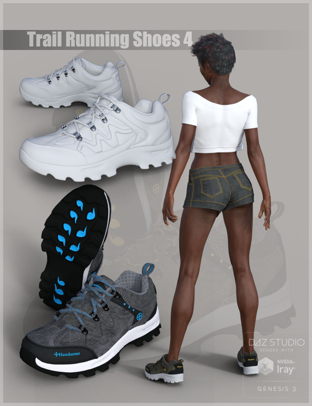 Trail Running Shoes 4 for Genesis 3 Female(s) & Genesis 8 Female(s) by: Cute3D, 3D Models by Daz 3D