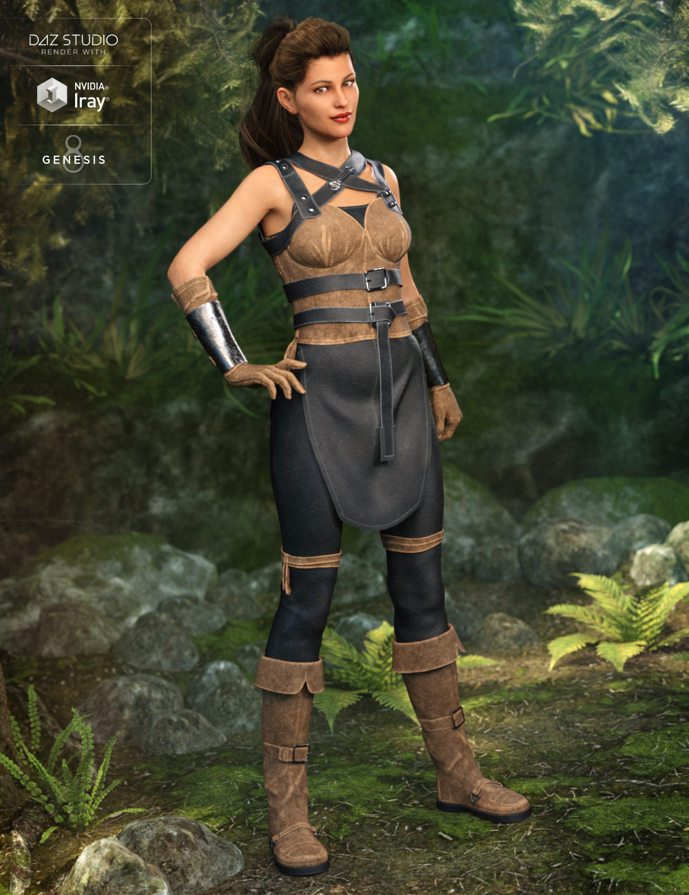Rebel Rogue Outfit for Genesis 8 Female(s) by: Barbara BrundonMely3D, 3D Models by Daz 3D