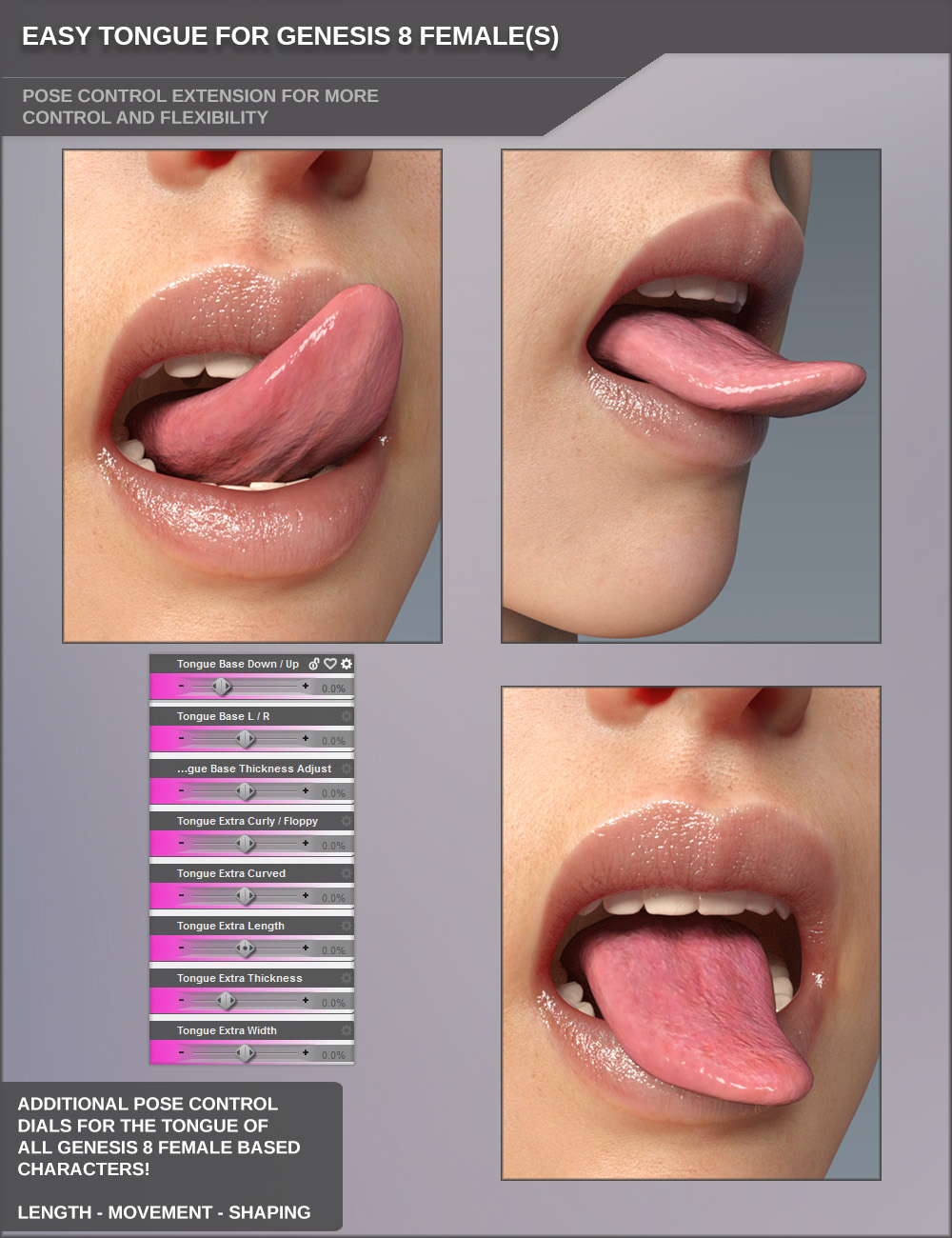 Easy Tongue for Genesis 8 Females by: SF-Design, 3D Models by Daz 3D