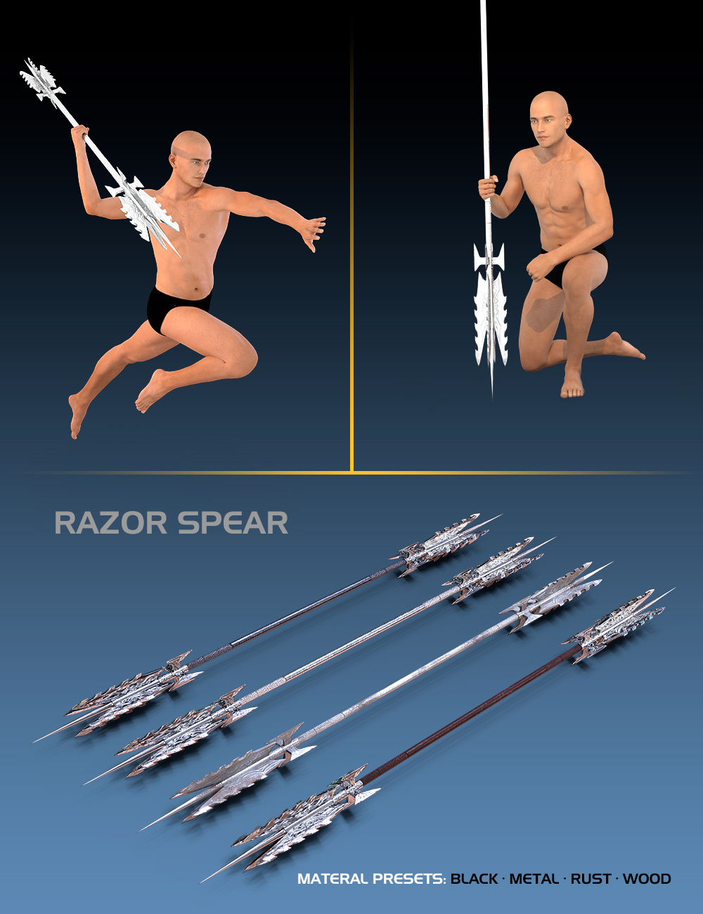 Razor Spear Pose Set by: UnderConstruction, 3D Models by Daz 3D