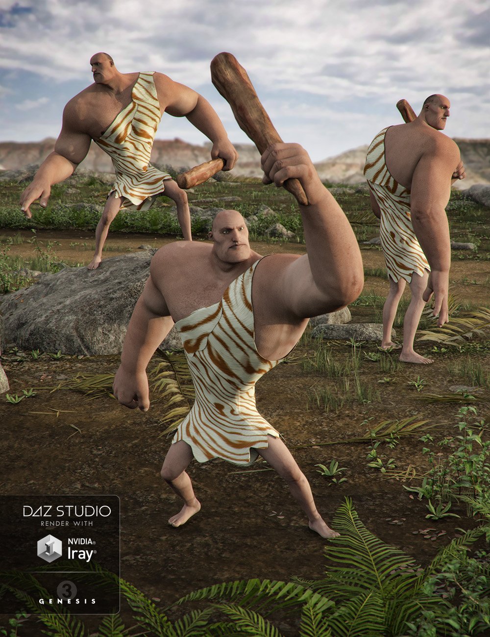 Caveman Poses for Multi-Man by: , 3D Models by Daz 3D