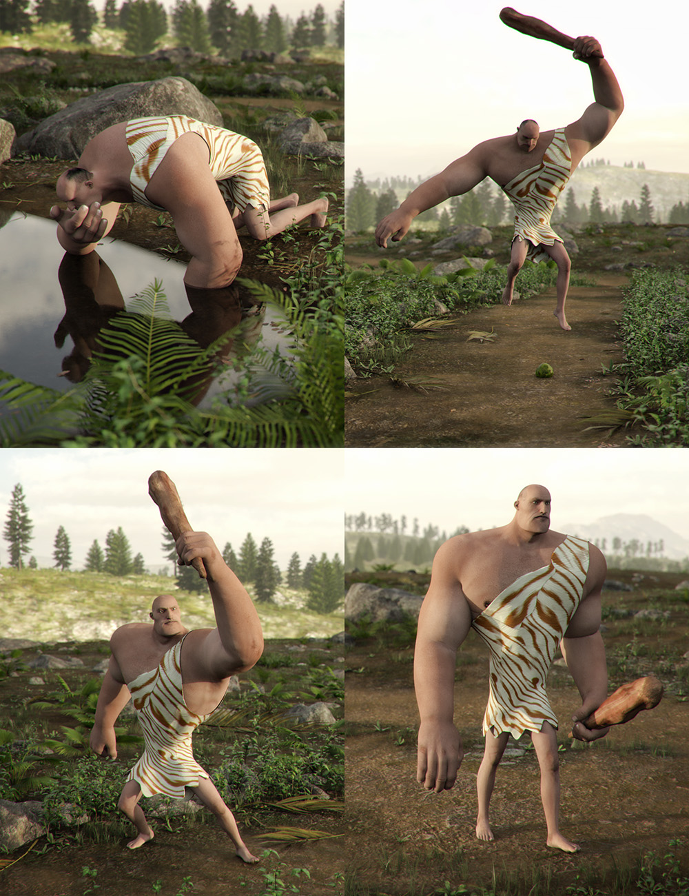 Caveman Poses for Multi-Man Caveman Poses for Multi-Man by: , 3D Models by Daz 3D
