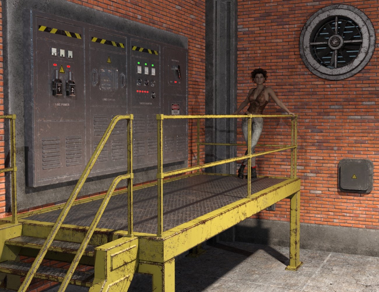 Industrial Interior Modular Kit 1 by: Nightshift3D, 3D Models by Daz 3D