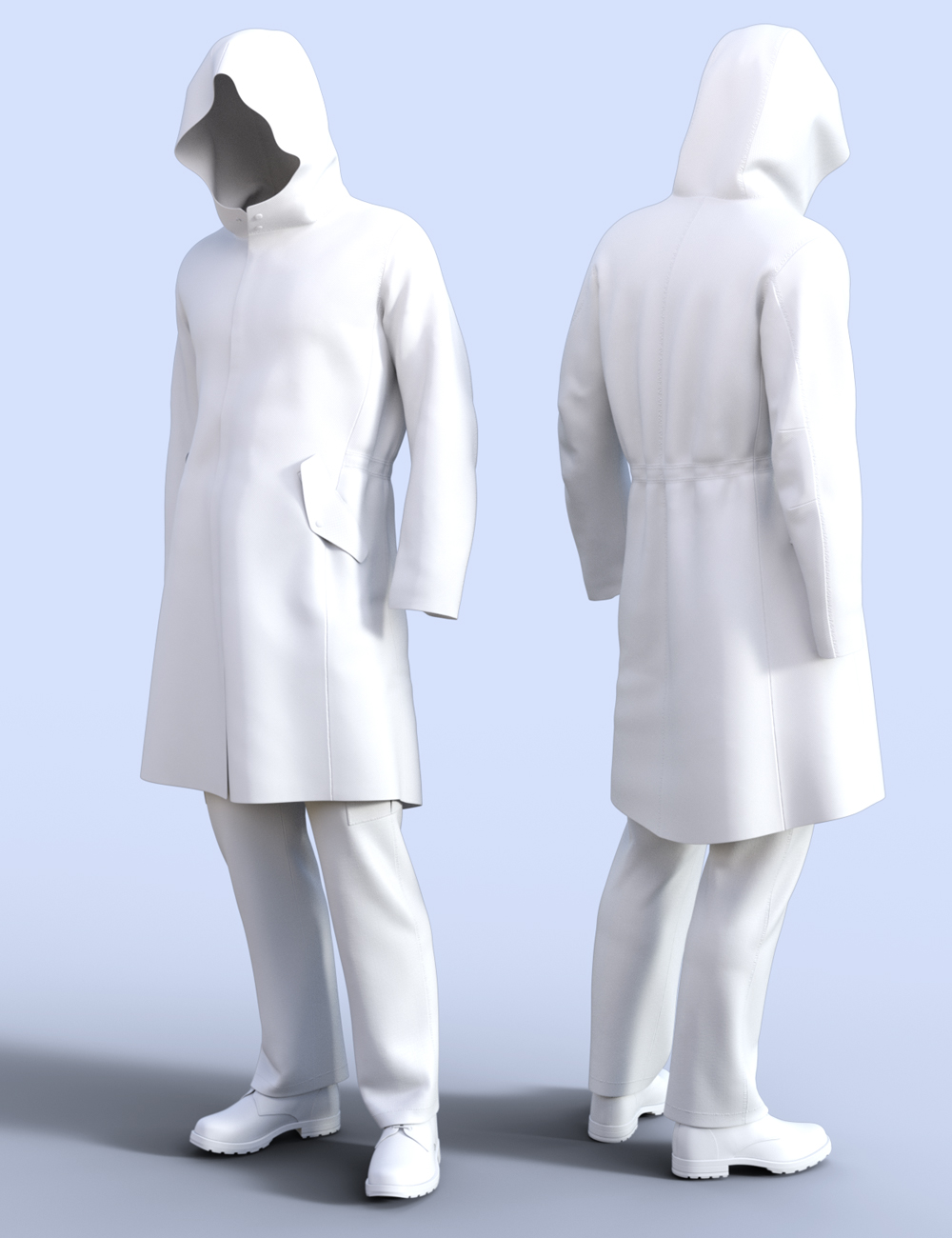 H&C Raincoat Outfit for Genesis 3 Male(s) by: IH Kang, 3D Models by Daz 3D