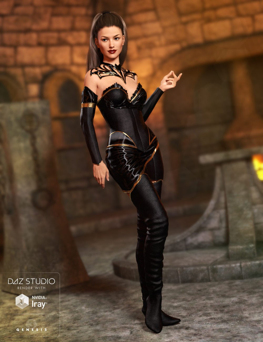 Keeper of the Sun Outfit for Genesis 3 Female(s) and Genesis 8 Female(s) by: 4blueyes, 3D Models by Daz 3D