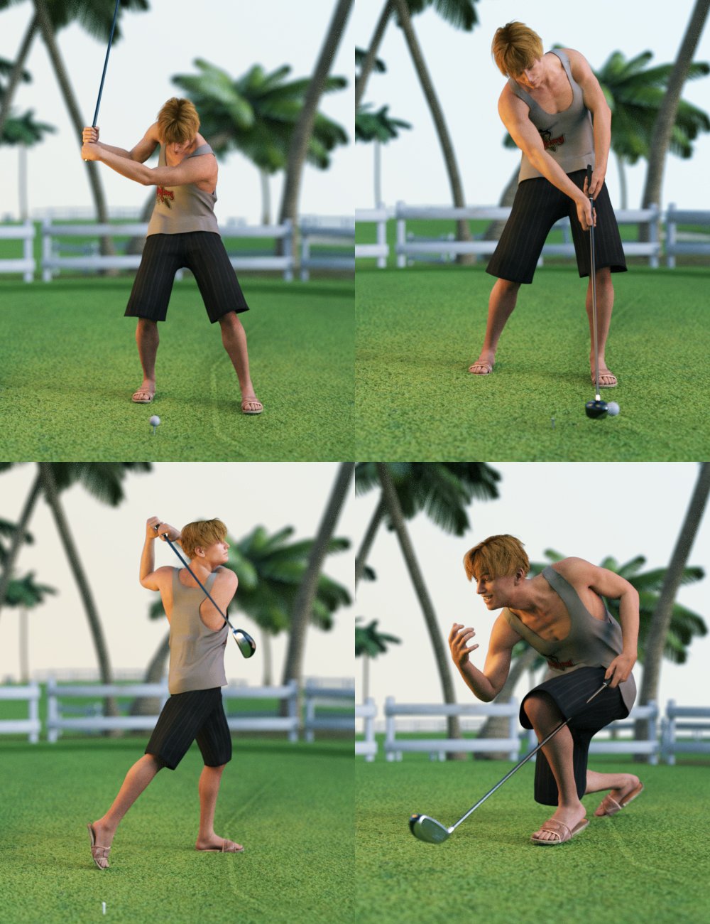 Sporting: Golf Poses for Genesis 3 by: FeralFey, 3D Models by Daz 3D