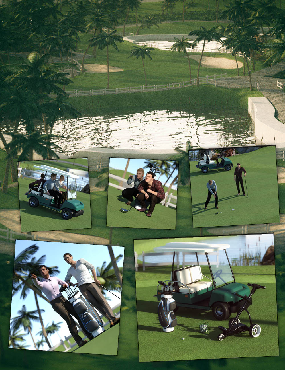 Golf Course Bundle by: FeralFeyGavagaiMely3D, 3D Models by Daz 3D
